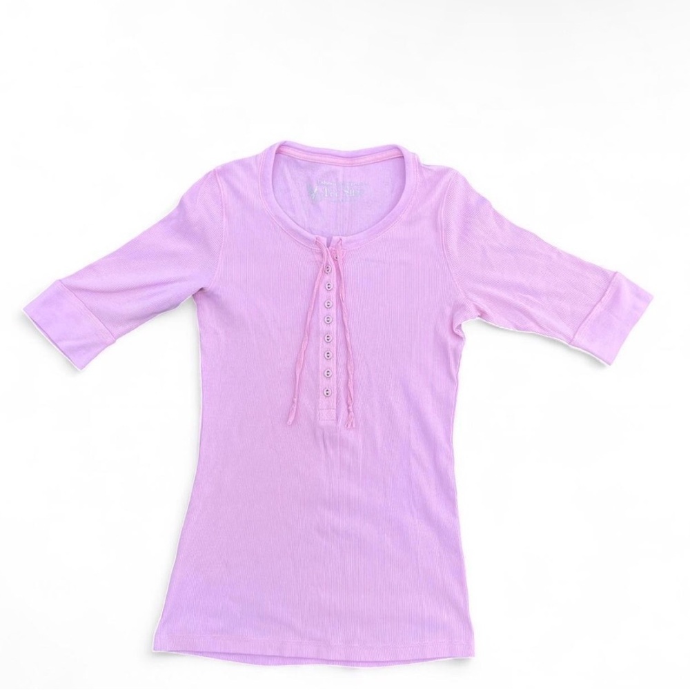 Light Pink Ribbed Henley Top